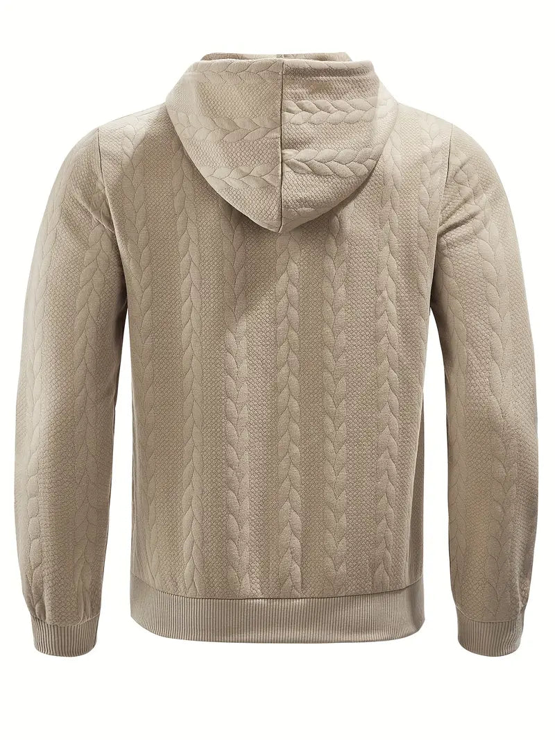 Stylish Zip-Up Hoodie – Casual Knit Long Sleeve Hoodie for Spring & Fall