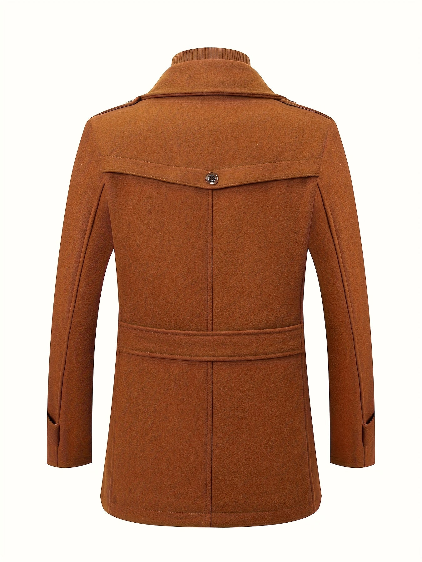 Men’s Slim Fit Tweed Coat – Double-Breasted Lapel Long Sleeve Outerwear