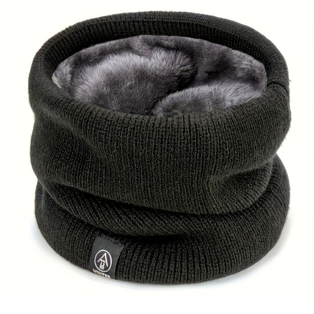 Stretchable Velvet-Lined Scarf Warmer – Unisex Knitted Neck Warmer for Winter
