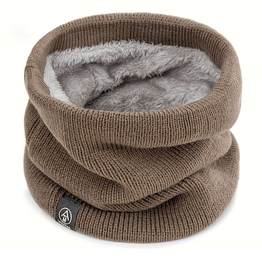 Stretchable Velvet-Lined Scarf Warmer – Unisex Knitted Neck Warmer for Winter