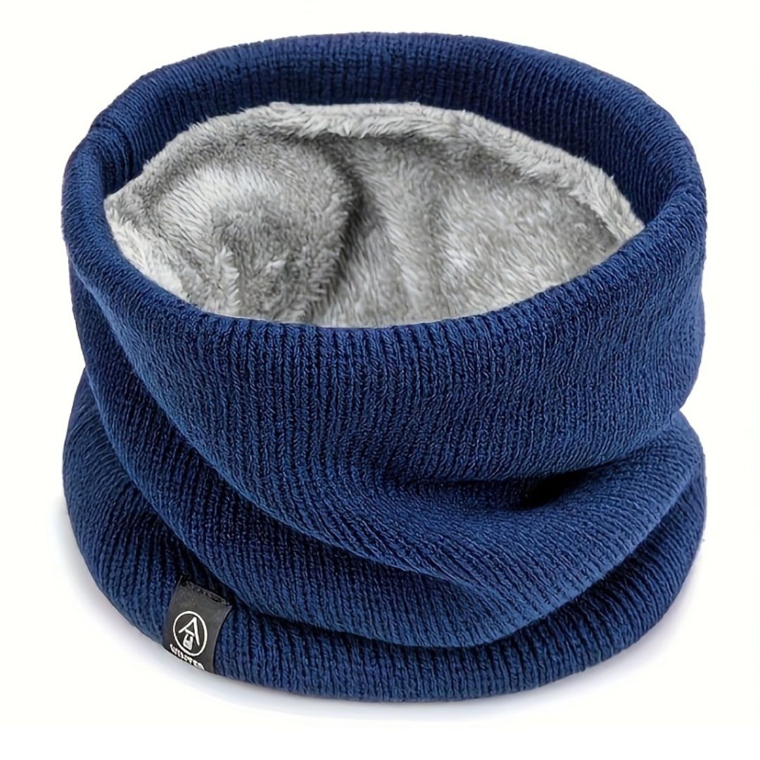 Stretchable Velvet-Lined Scarf Warmer – Unisex Knitted Neck Warmer for Winter