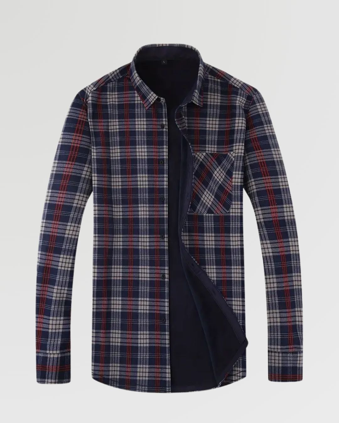 Cozy Plaid Flannel Shirt – Fleece-Lined Long Sleeve Button-Up