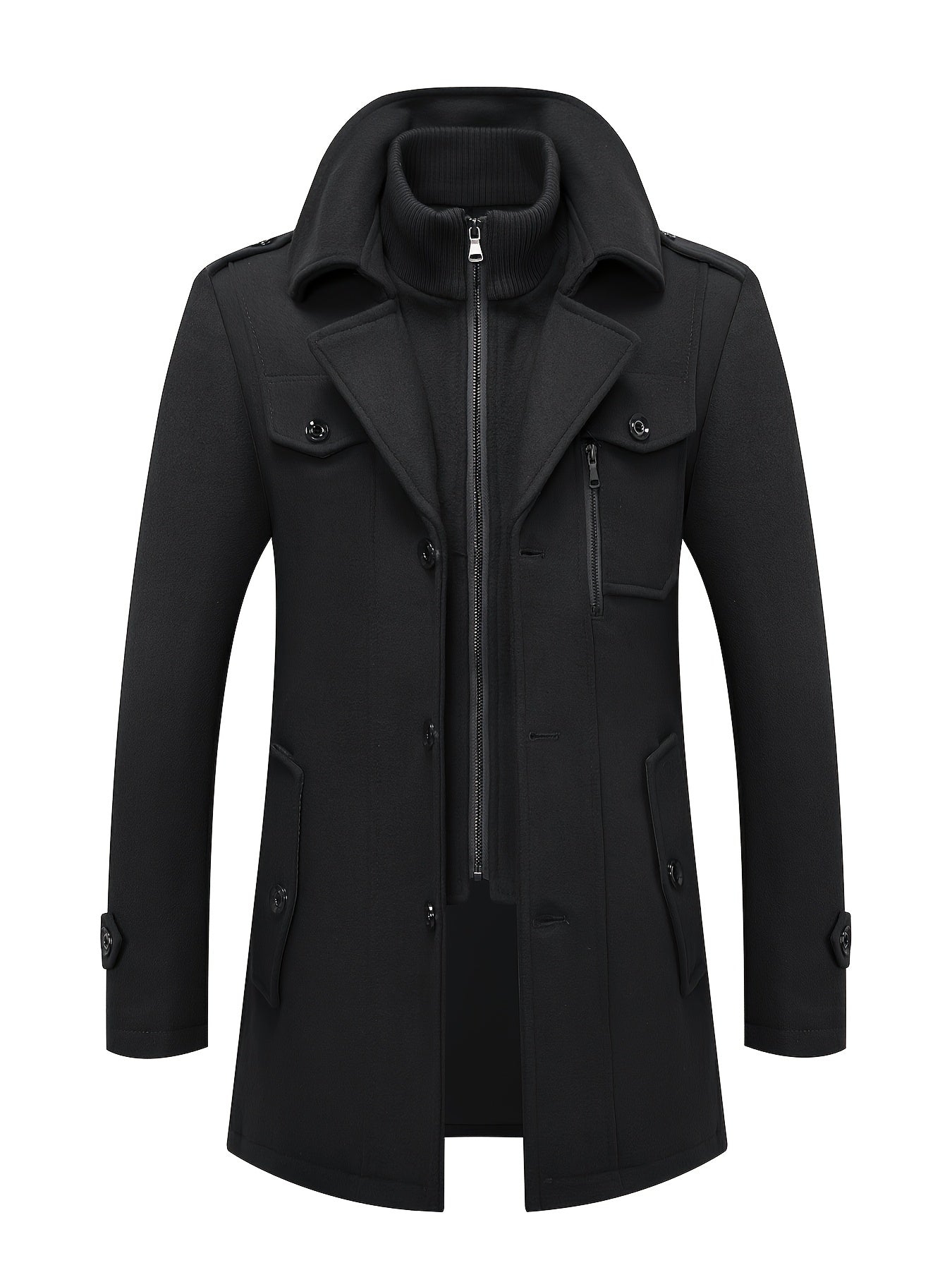 Men’s Slim Fit Tweed Coat – Double-Breasted Lapel Long Sleeve Outerwear