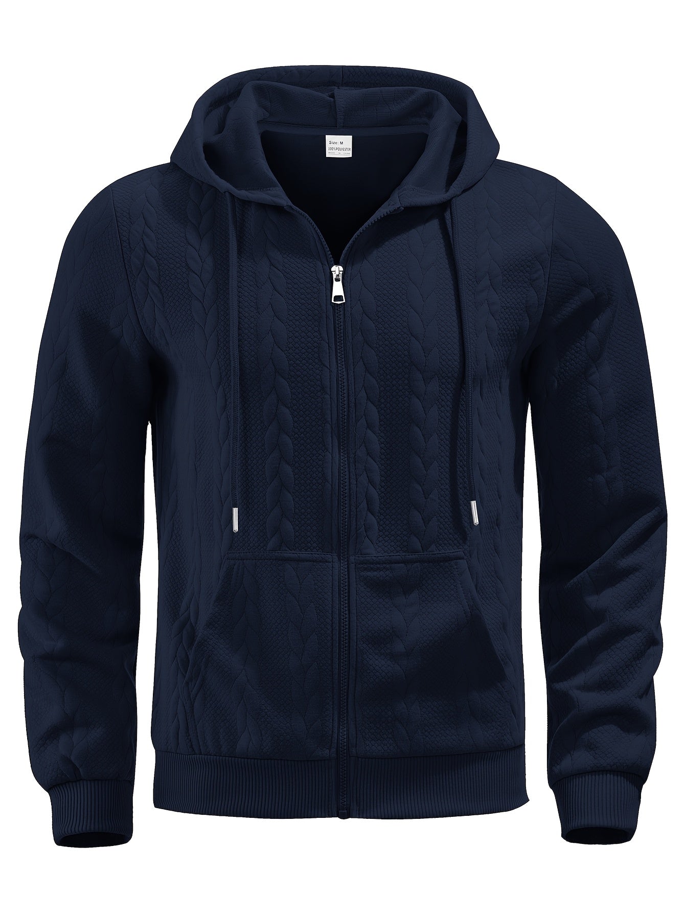 Stylish Zip-Up Hoodie – Casual Knit Long Sleeve Hoodie for Spring & Fall