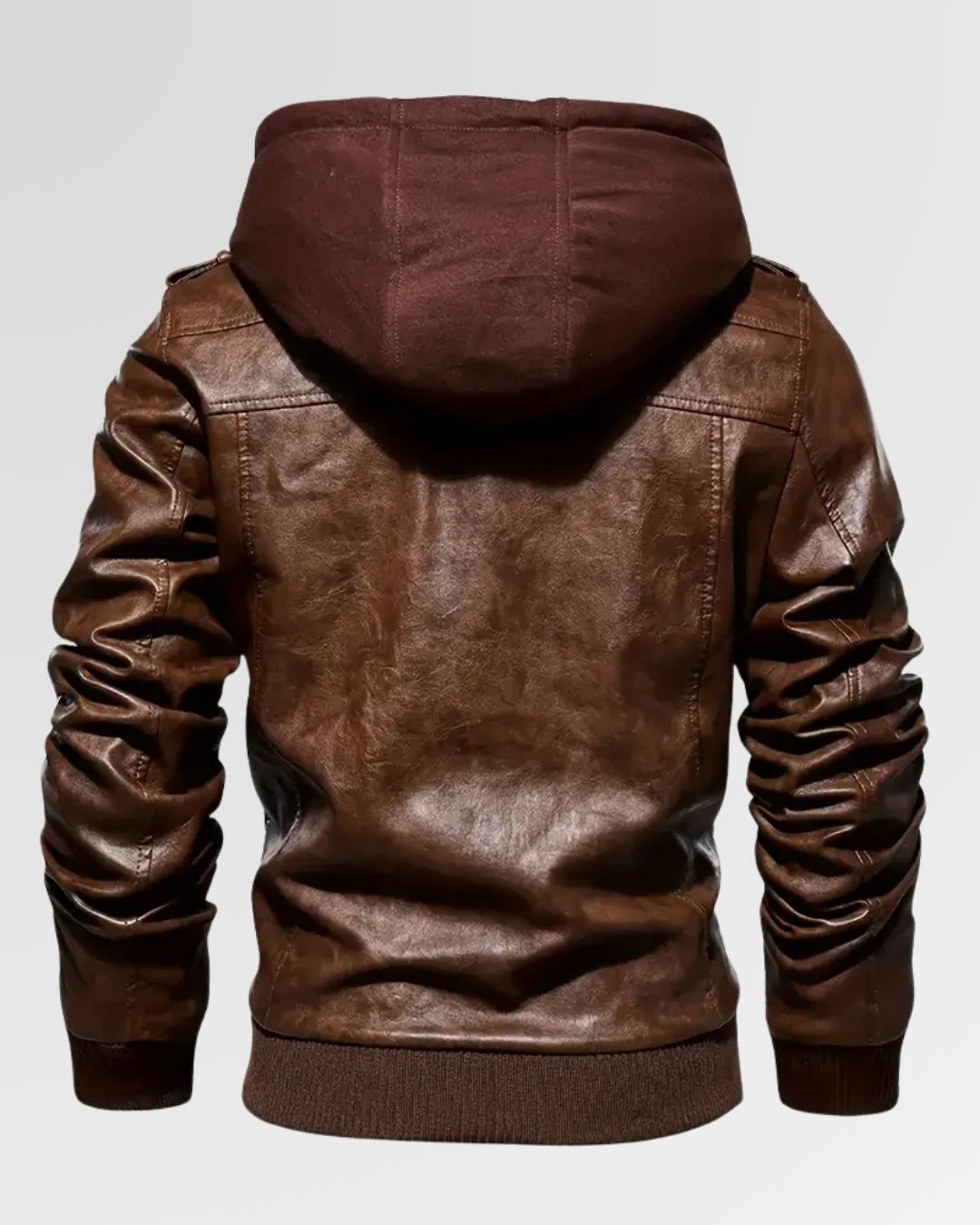 Trendy Double-Zip Hooded Jacket – Faux Leather Biker Coat with Fur Trim