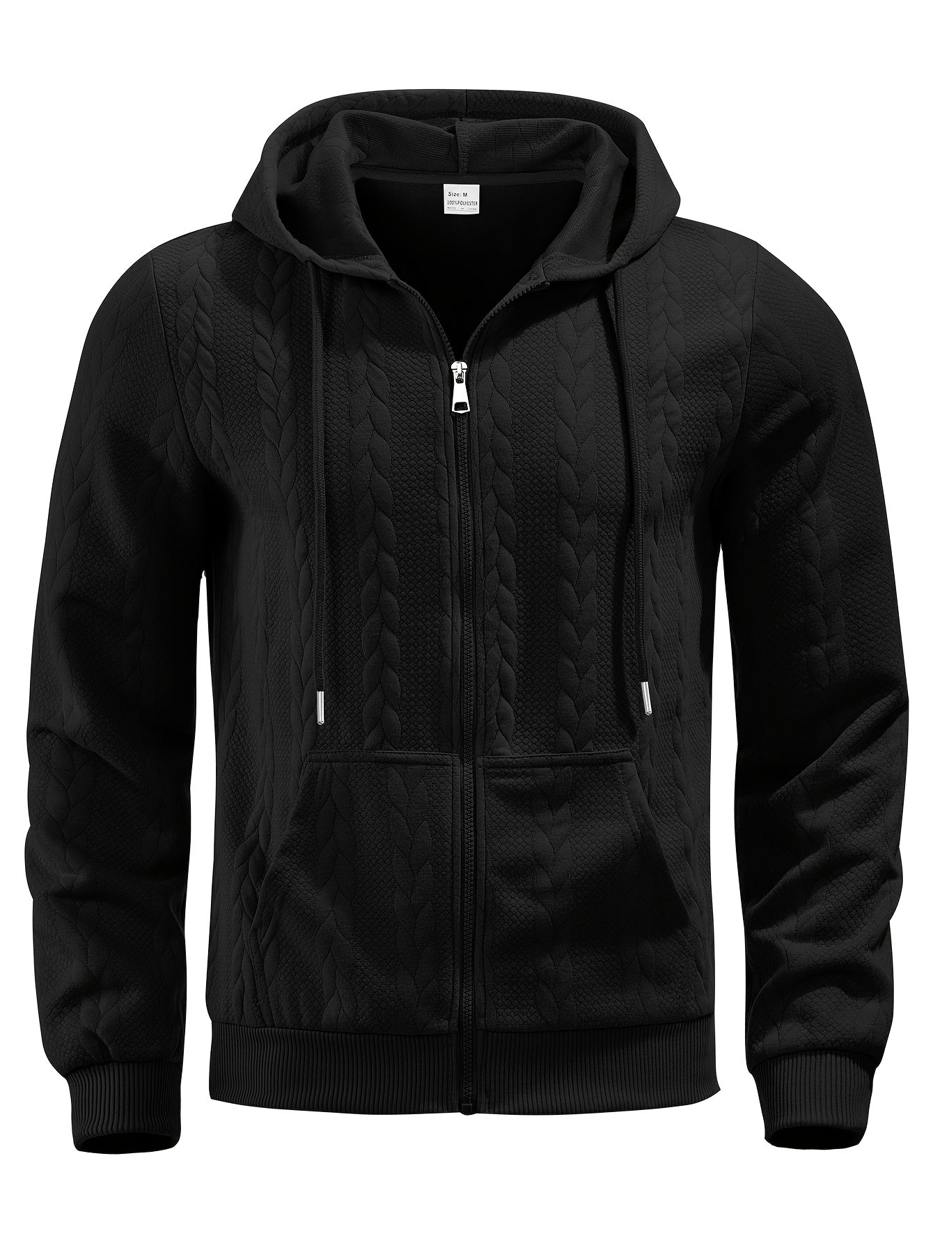 Stylish Zip-Up Hoodie – Casual Knit Long Sleeve Hoodie for Spring & Fall