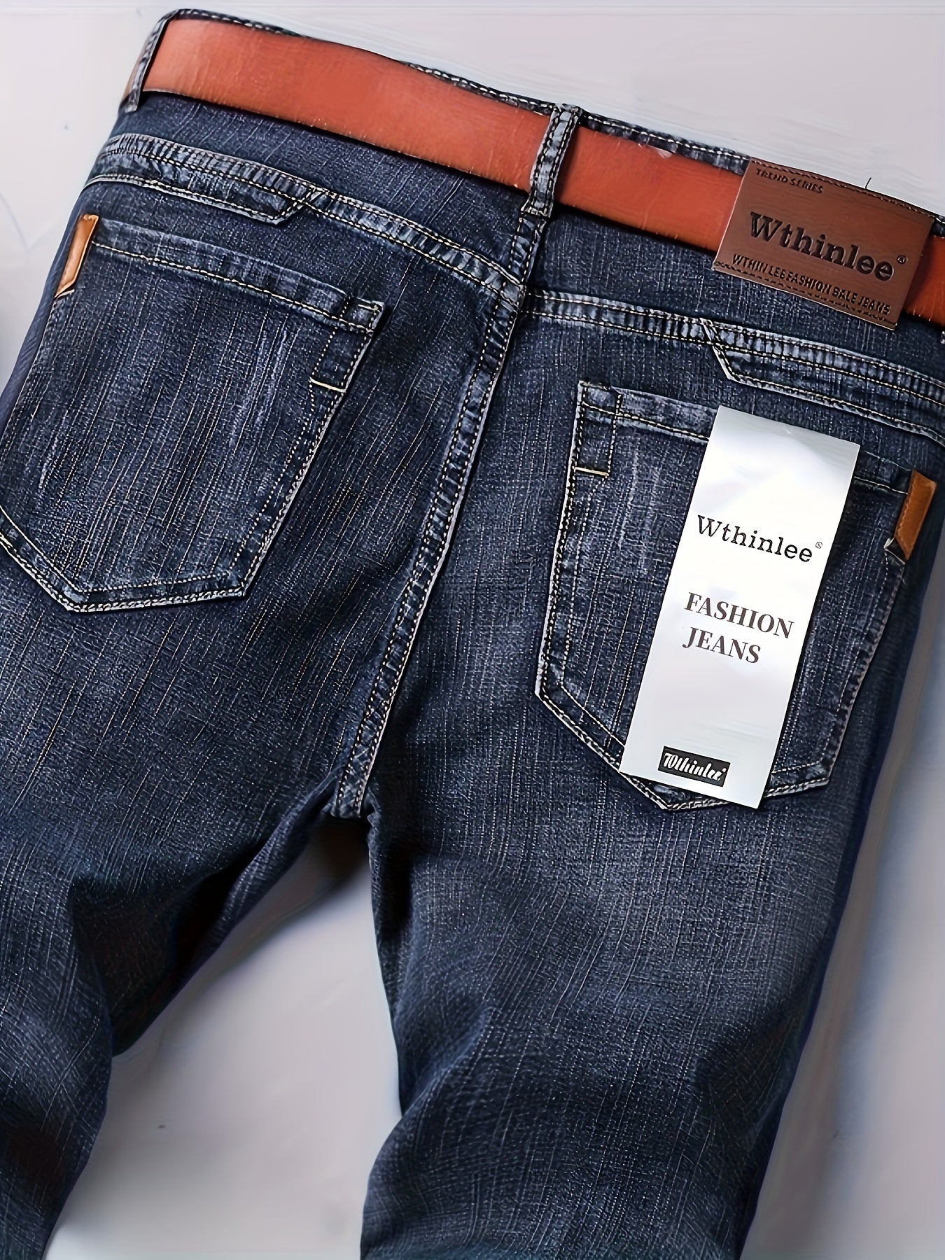 Classic Solid Color Regular Fit Jeans – Stretch Straight Leg Pants for Casual & Business Wear