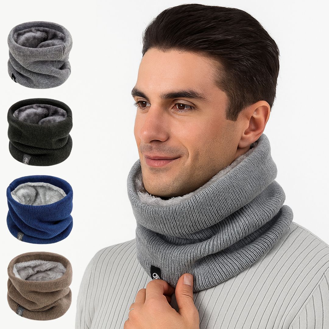 Stretchable Velvet-Lined Scarf Warmer – Unisex Knitted Neck Warmer for Winter