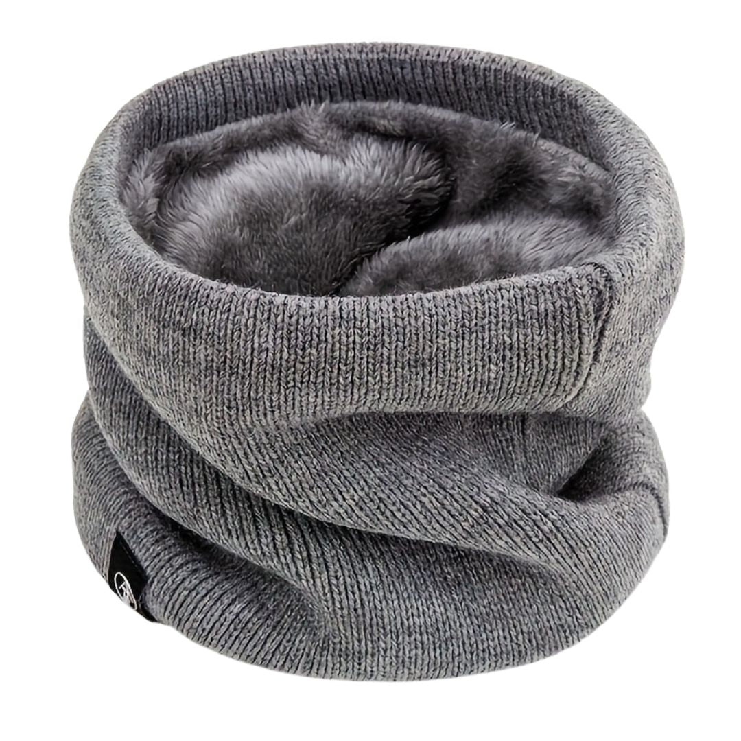 Stretchable Velvet-Lined Scarf Warmer – Unisex Knitted Neck Warmer for Winter