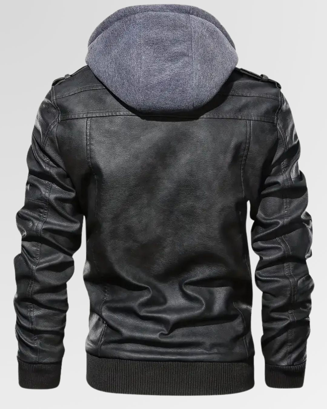 Trendy Double-Zip Hooded Jacket – Faux Leather Biker Coat with Fur Trim
