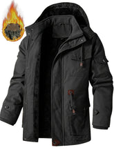 Heavy-Duty Hooded Work Jacket – Full-Zip Winter Outdoor Coat with Utility Pockets