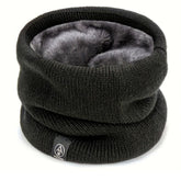 Stretchable Velvet-Lined Scarf Warmer – Unisex Knitted Neck Warmer for Winter