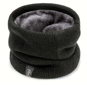 Stretchable Velvet-Lined Scarf Warmer – Unisex Knitted Neck Warmer for Winter