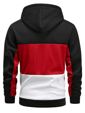 Casual Color Block Hoodie – Men’s Long Sleeve Pullover with Kangaroo Pocket