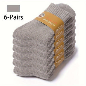 6 Pairs Men’s Winter Velvet Socks – Ultra-Thick Fleece-Lined Warm Mid-Calf