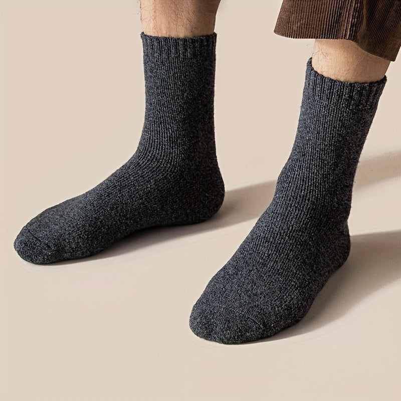6 Pairs Men’s Winter Velvet Socks – Ultra-Thick Fleece-Lined Warm Mid-Calf