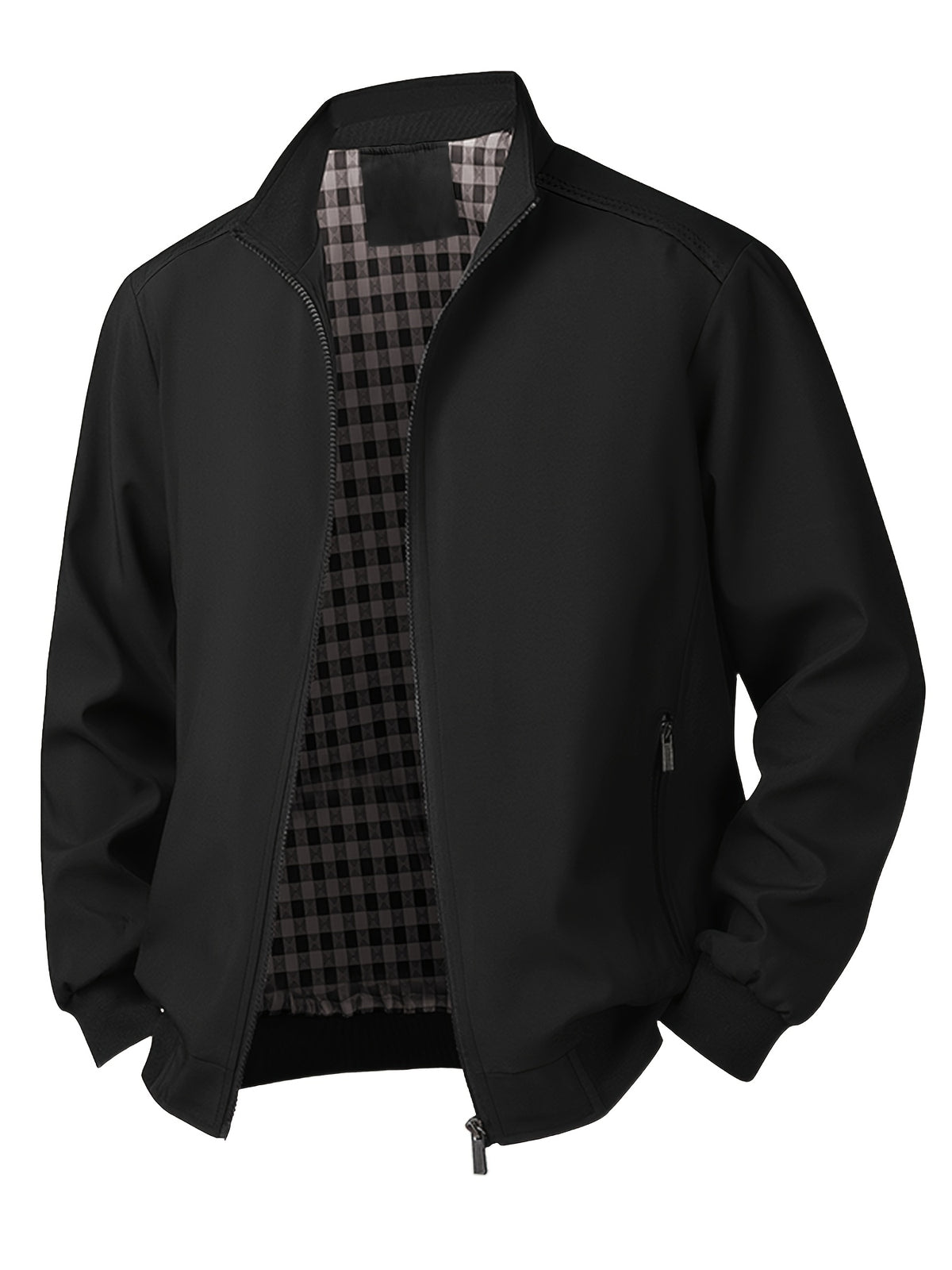 Spring/Fall Casual Jacket – Lightweight Zip-Up Coat with Stand Collar & Pockets