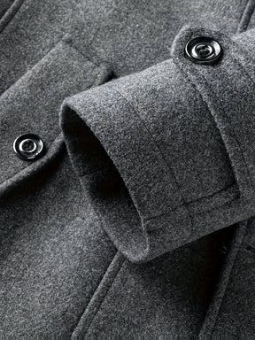 Men’s Slim Fit Tweed Coat – Double-Breasted Lapel Long Sleeve Outerwear