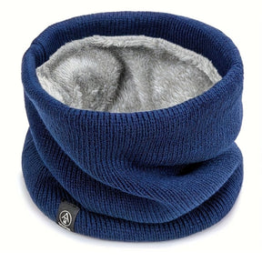 Stretchable Velvet-Lined Scarf Warmer – Unisex Knitted Neck Warmer for Winter