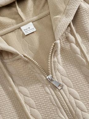 Stylish Zip-Up Hoodie – Casual Knit Long Sleeve Hoodie for Spring & Fall