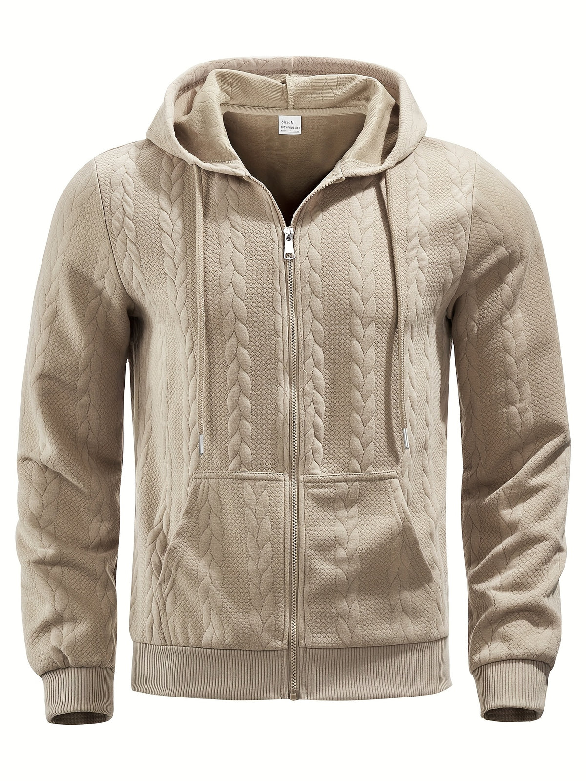 Stylish Zip-Up Hoodie – Casual Knit Long Sleeve Hoodie for Spring & Fall