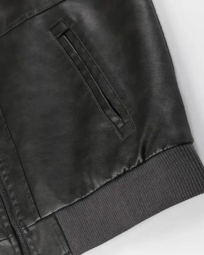 Trendy Double-Zip Hooded Jacket – Faux Leather Biker Coat with Fur Trim