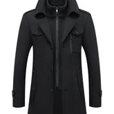 Men’s Slim Fit Tweed Coat – Double-Breasted Lapel Long Sleeve Outerwear