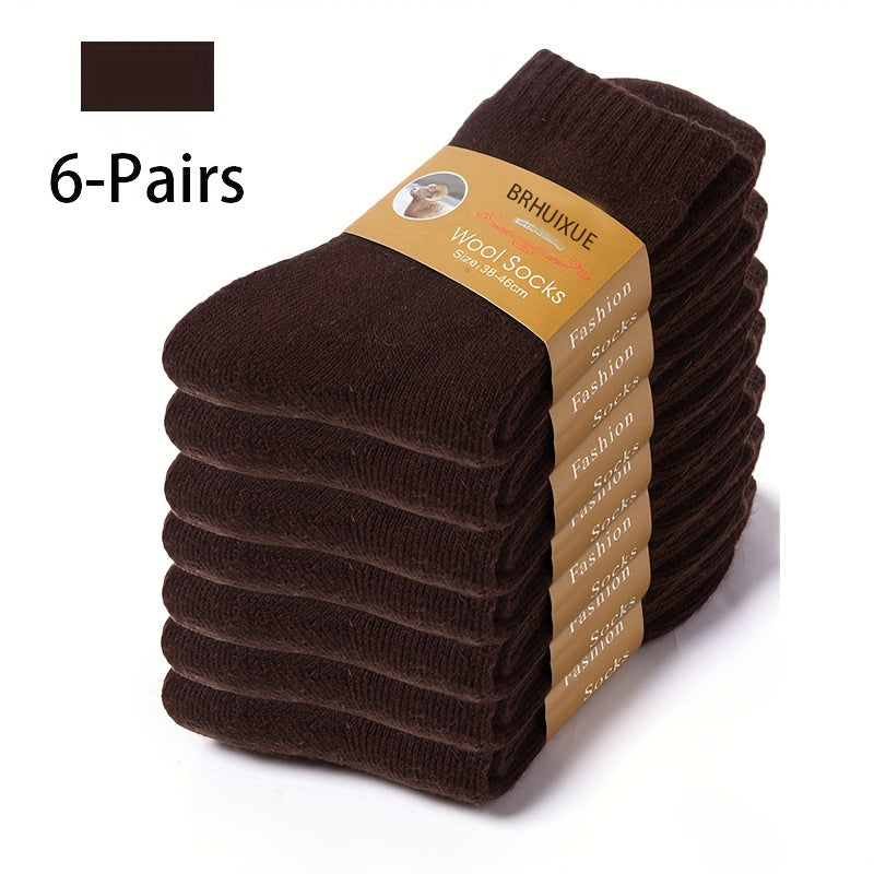 6 Pairs Men’s Winter Velvet Socks – Ultra-Thick Fleece-Lined Warm Mid-Calf