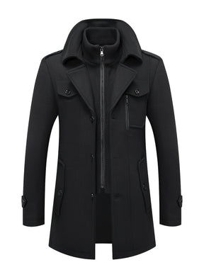 Men’s Slim Fit Tweed Coat – Double-Breasted Lapel Long Sleeve Outerwear