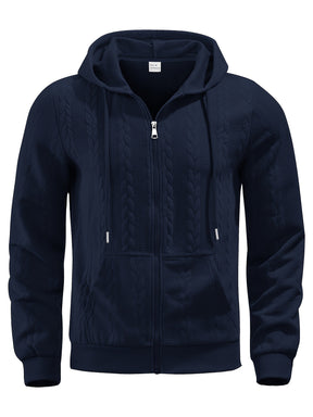 Stylish Zip-Up Hoodie – Casual Knit Long Sleeve Hoodie for Spring & Fall