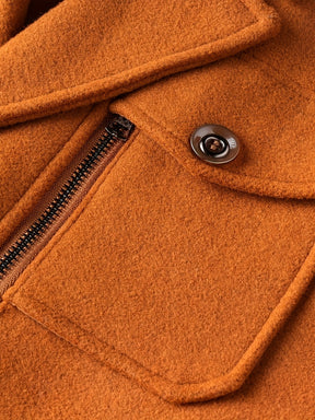 Men’s Slim Fit Tweed Coat – Double-Breasted Lapel Long Sleeve Outerwear