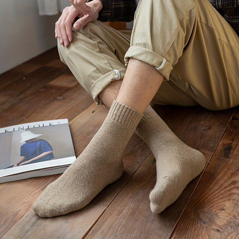 6 Pairs Men’s Winter Velvet Socks – Ultra-Thick Fleece-Lined Warm Mid-Calf