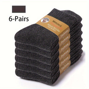 6 Pairs Men’s Winter Velvet Socks – Ultra-Thick Fleece-Lined Warm Mid-Calf
