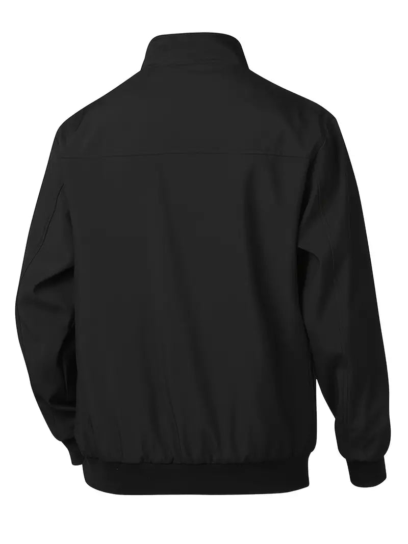 Spring/Fall Casual Jacket – Lightweight Zip-Up Coat with Stand Collar & Pockets