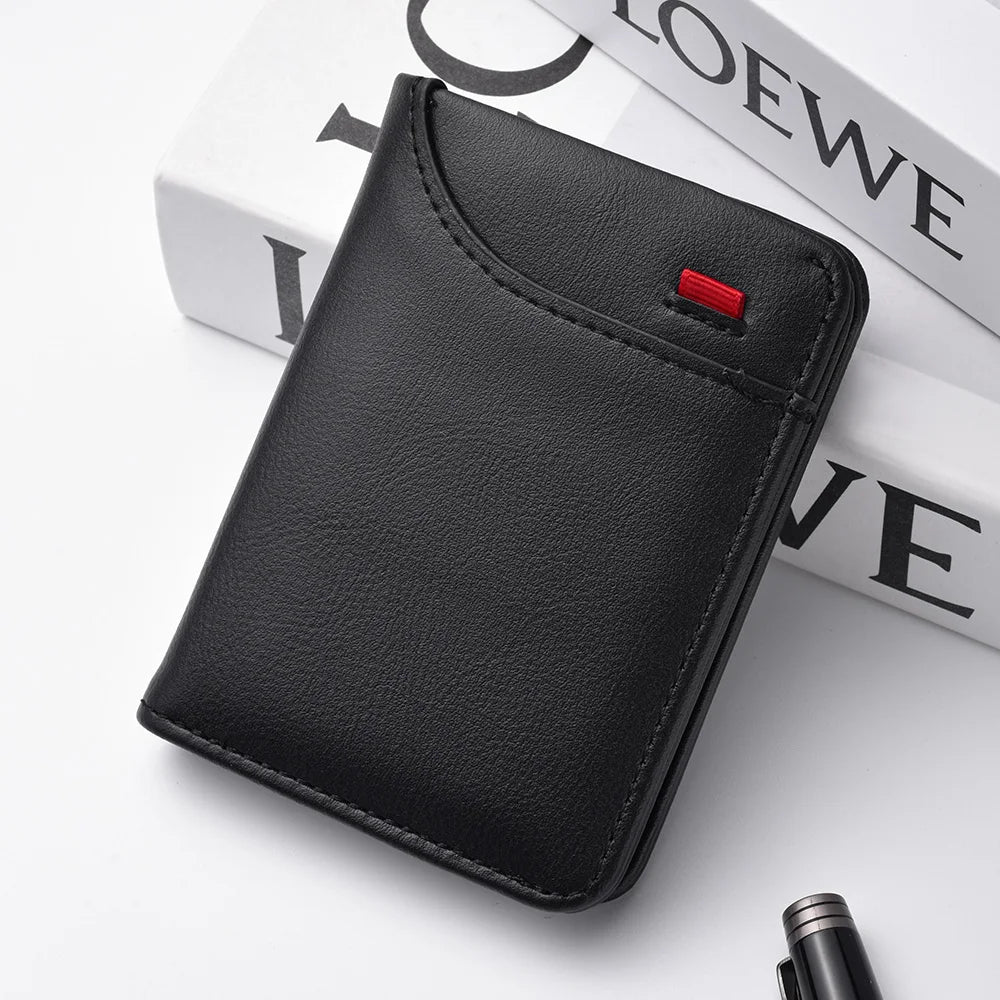 Ultra-Thin PU Leather Card Holder – Mini Vertical Slim Wallet