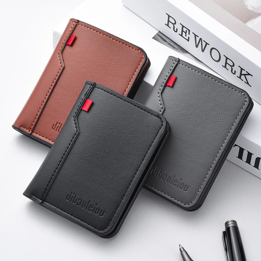 Ultra-Thin PU Leather Card Holder – Mini Vertical Slim Wallet
