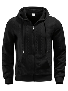 Stylish Zip-Up Hoodie – Casual Knit Long Sleeve Hoodie for Spring & Fall