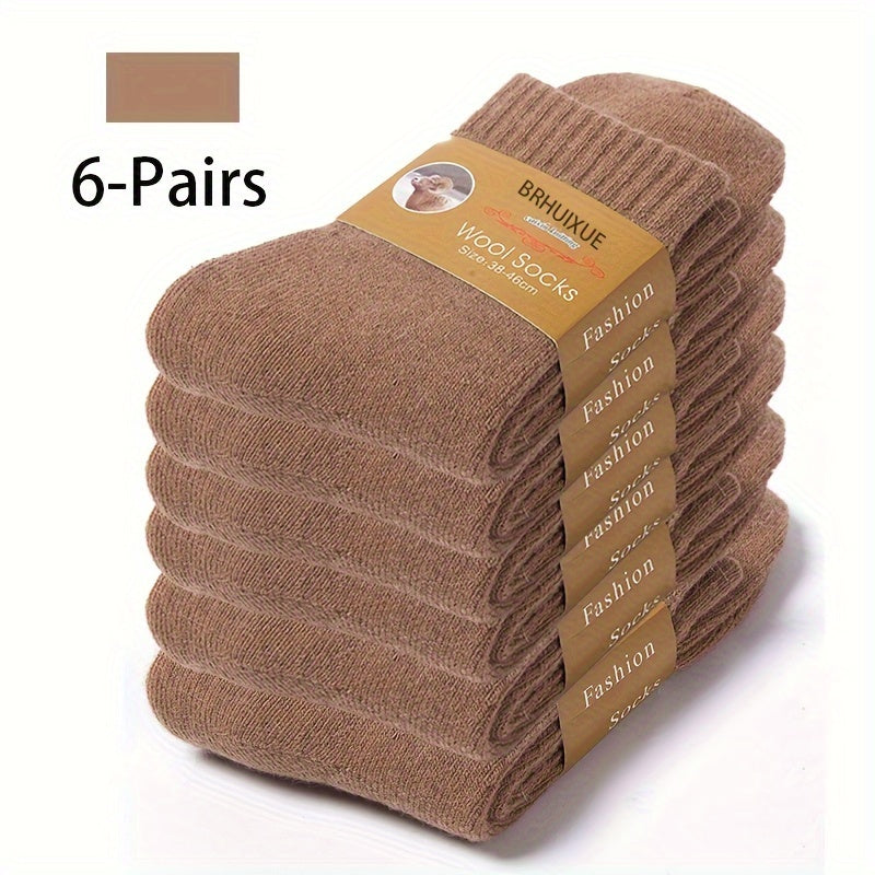 6 Pairs Men’s Winter Velvet Socks – Ultra-Thick Fleece-Lined Warm Mid-Calf