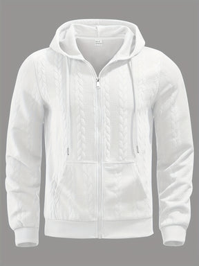 Stylish Zip-Up Hoodie – Casual Knit Long Sleeve Hoodie for Spring & Fall