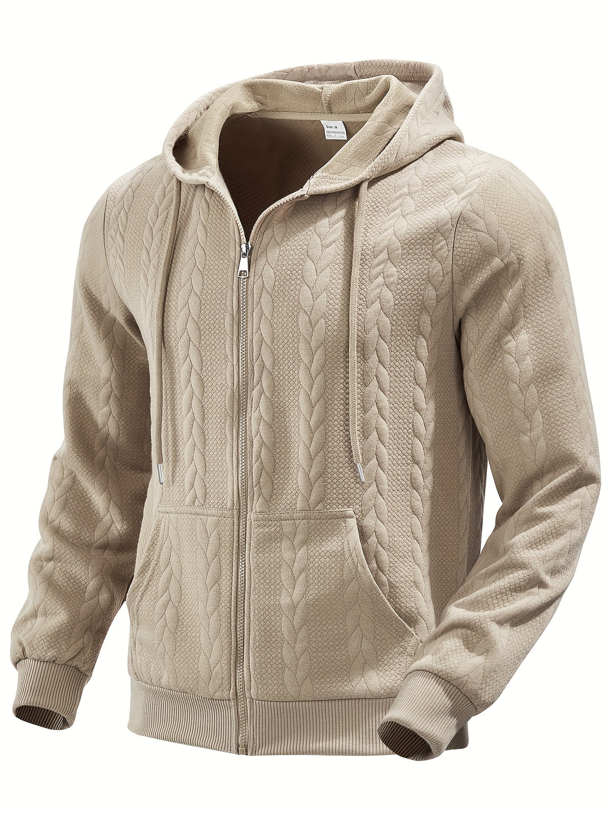 Stylish Zip-Up Hoodie – Casual Knit Long Sleeve Hoodie for Spring & Fall