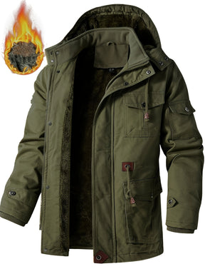 Heavy-Duty Hooded Work Jacket – Full-Zip Winter Outdoor Coat with Utility Pockets