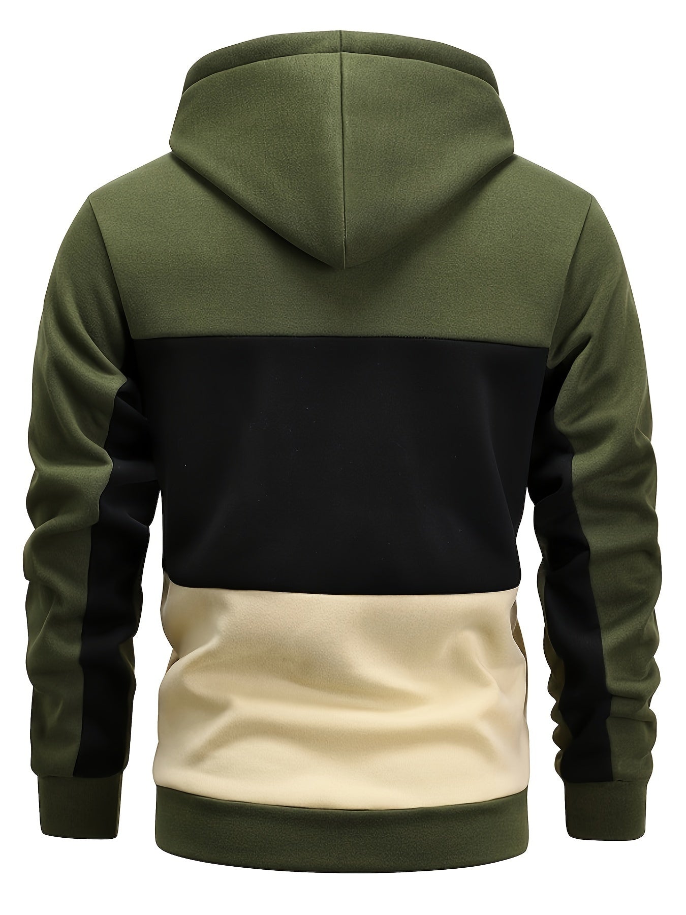 Casual Color Block Hoodie – Men’s Long Sleeve Pullover with Kangaroo Pocket