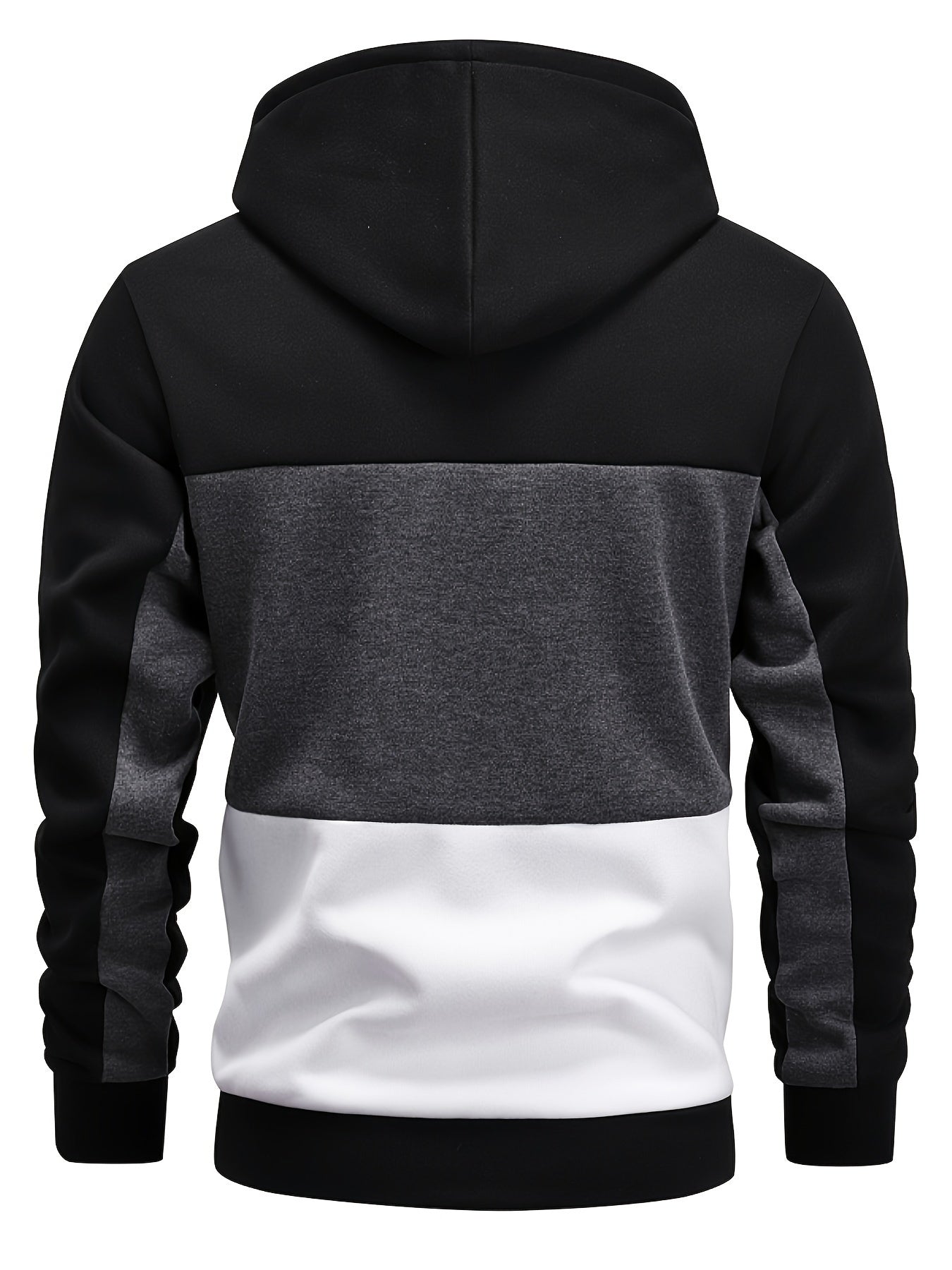Casual Color Block Hoodie – Men’s Long Sleeve Pullover with Kangaroo Pocket