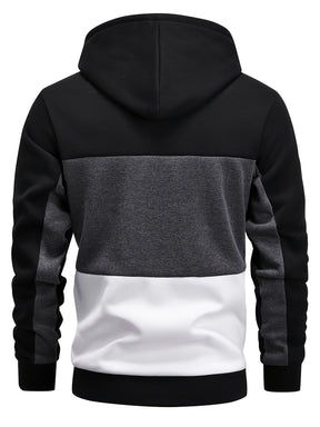 Casual Color Block Hoodie – Men’s Long Sleeve Pullover with Kangaroo Pocket