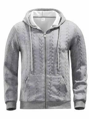 Stylish Zip-Up Hoodie – Casual Knit Long Sleeve Hoodie for Spring & Fall