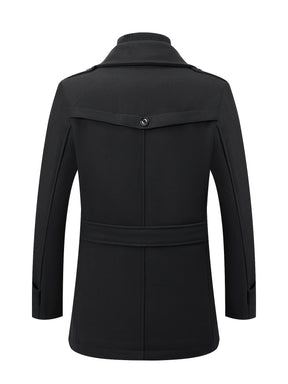 Men’s Slim Fit Tweed Coat – Double-Breasted Lapel Long Sleeve Outerwear