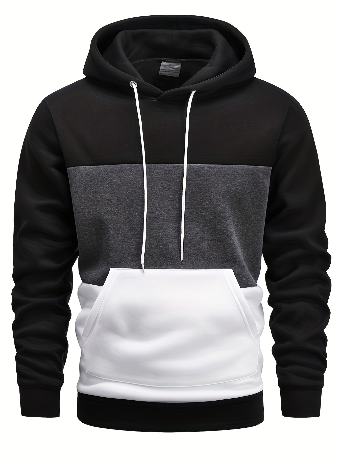 Casual Color Block Hoodie – Men’s Long Sleeve Pullover with Kangaroo Pocket